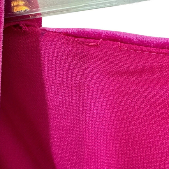 ZARA Pink Velvet Bodysuit Asymmetric Neck Long Sleeve Magenta Pink Size S - Picture 10 of 15